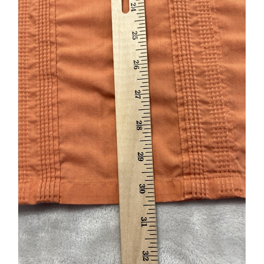 The Genuine Haband Guayabera Shirt Men XL Orange Full Zip Embroidered Vacation - Picture 7 of 14